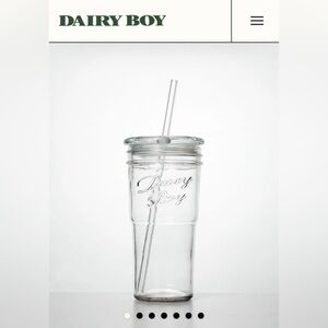 Dairy Boy Glass Tumbler with Straw 20 oz